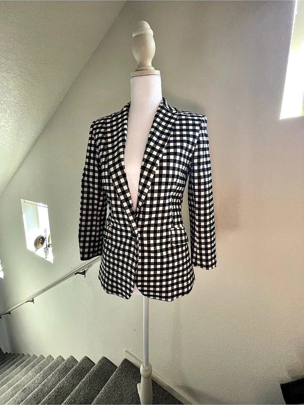 Renuar Women's Black & White Gingham Blazer